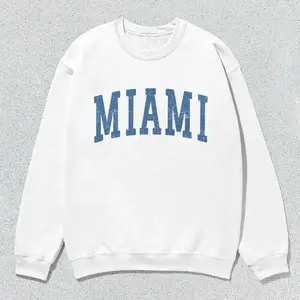 Miami Sweatshirt Collegiate Crewneck Sweater Unisex Blue Distressed