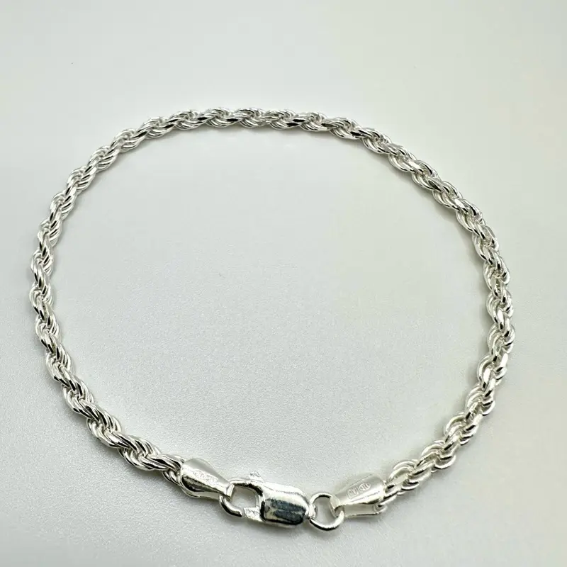 925 Sterling Silver Rope Bracelet – Italian Style Elegance