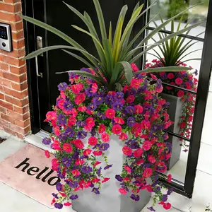 3 Bundles Fake Artificial Morning Flowers for Outdoors, 1 Bundles Faux Greenery Plants UV Resistant for Indoor Window Box Home