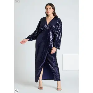 ELOQUII Women's Dolman Sleeve Sequin Dress