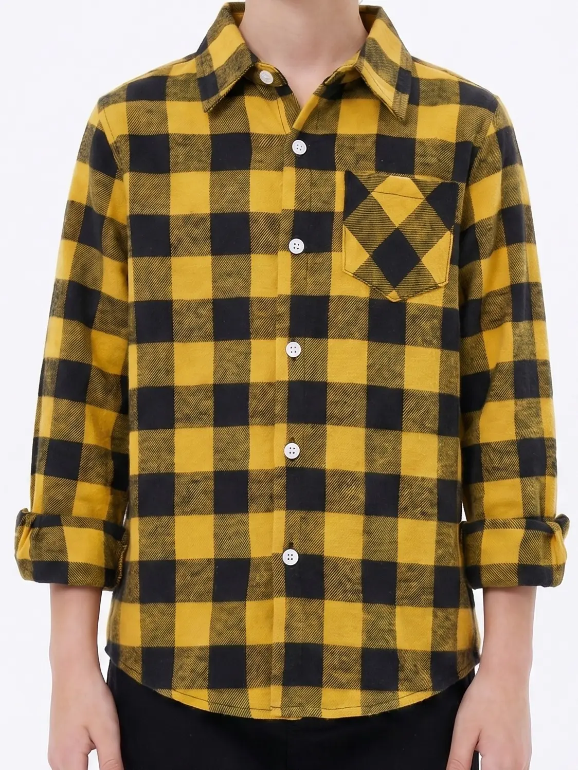 Boys Shirts Yellow Flannel Boys Button Down Shirt | Kids Long Sleeve Plaid Western Cowboy Shirt | School Shirts for Boys Toddler Boy Clothes Casual Cotton Checker Top | Trendy Kids Cozy Fall Winter Gifts