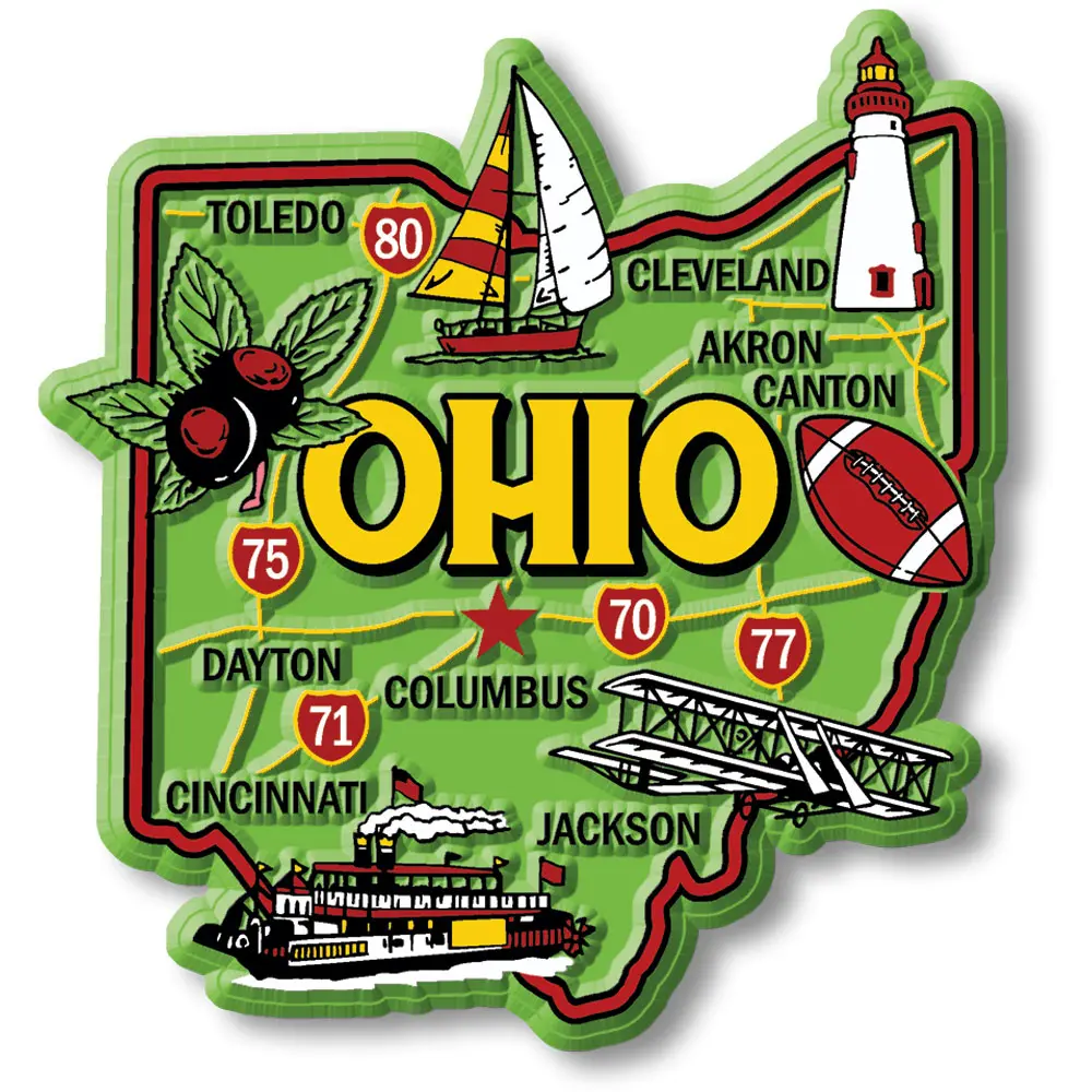 Ohio Colorful State Magnet by Classic Magnets, 2.9" x 3.1"