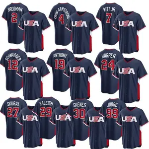 Men's/Youth Custom Professional Team USA Baseball 2026 World Baseball Jersey Navy Baseball Jersey for Men Youth