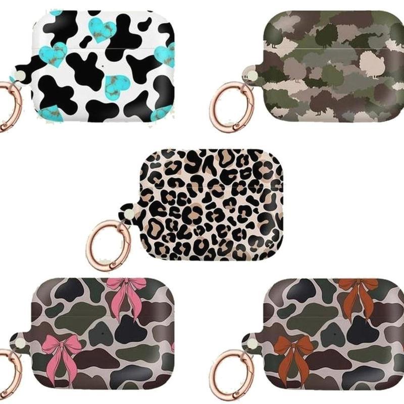 Trendy "Coquette" Camo Bow & Western Cow Print Aesthetic Case For Airpods Gen 1,2,3,4 Airpods Pro 1,2 ( No Keychain)