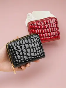 New accordion-style double-zipper card holder, European and American fashion, multi-card slot, large-capacity zippered coin purse