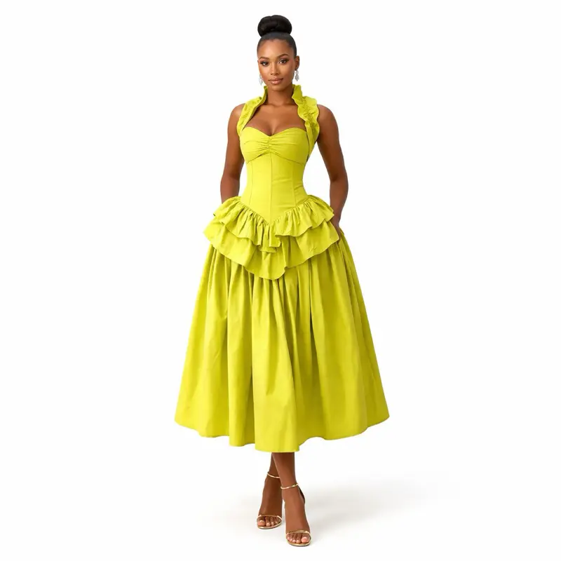 The Belle Ruffle Midi Dress
