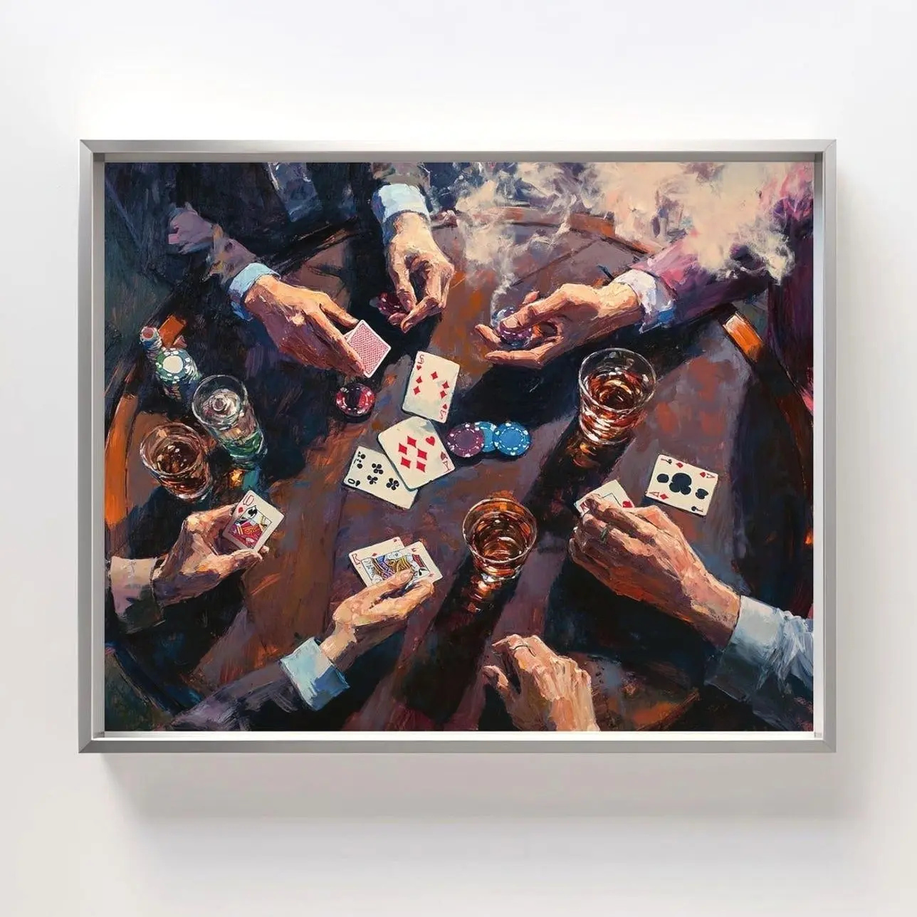 Vintage Gambling Scene, Poker Night Decor, Whiskey And Cards Printable, Man Cave Wall Art, Casino Art Print, Room Decor, Unframed