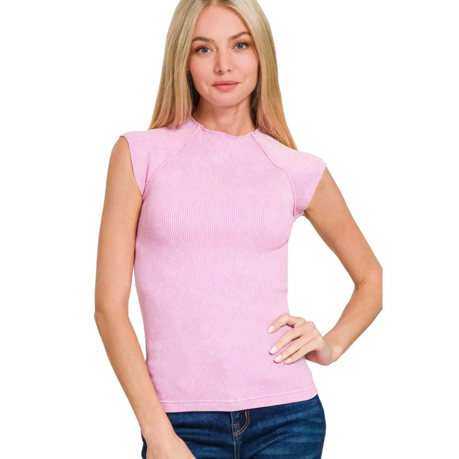 Zenana Washed Ribbed Seamless Top