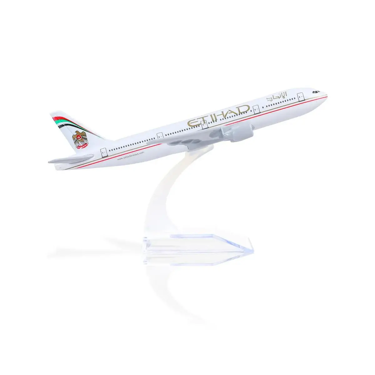 1/400 Scale Boeing 777 UAE Zinc Metal Aircraft Model, Diecast Airplane Toy with Powder Paint, 5.9×5.7×3.7in, for Aviation Lovers, Ideal Desk or Stand Display Collectible
