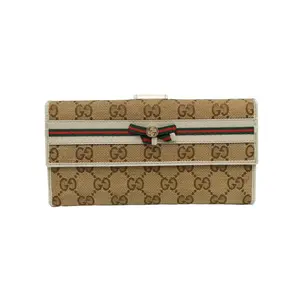 Pre-owned GUCCI 【Alea】GUCCI Monogram Canvas Bow Wallet P216954369