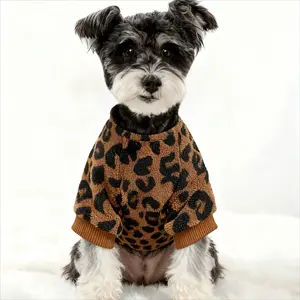 Leopard Print Dog Sweater – Stretchy Fleece Dog Turtleneck Suitable for all dogs& Cats, Soft & Warm Pet Winter Clothes for Small, Medium & Large Dogs