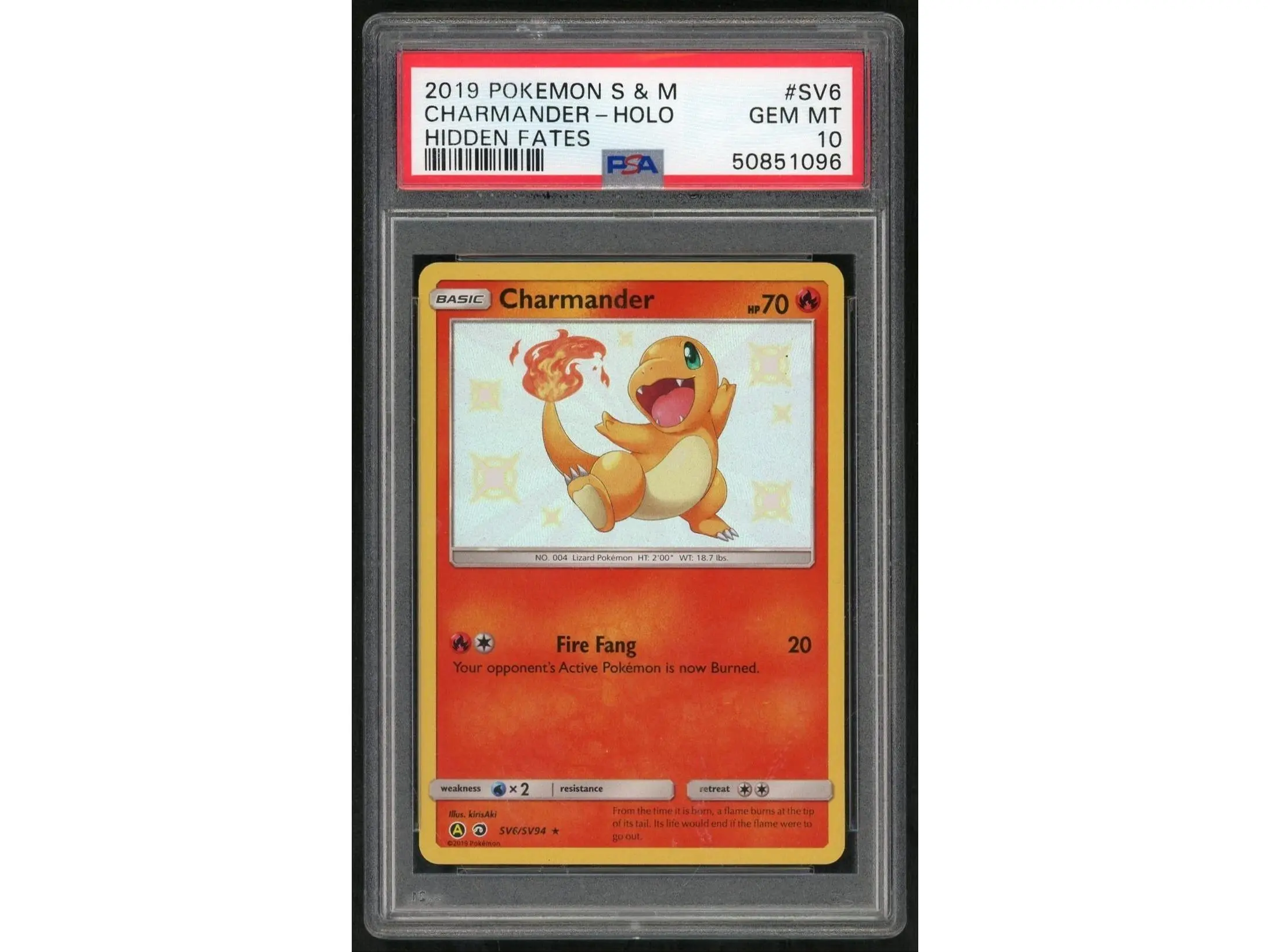 2019 Pokemon Sun and Moon Hidden Fates Shiny Vault Holo Charmander #SV6 PSA 10