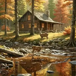 Wooden House Pattern DIY Diamond Arts Colorful Painting Kit without Frame, DIY 5D Diamond Arts Colorful Painting Kit, Wall Art Decor for Home, Diamond Painting Kits