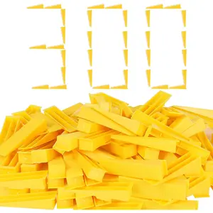 300 Pcs Reusable Yellow Leveling Wedges for Tile Leveling Installation, Fits 1/8" 1/16" 1/32" Spacers for Tile Leveling System
