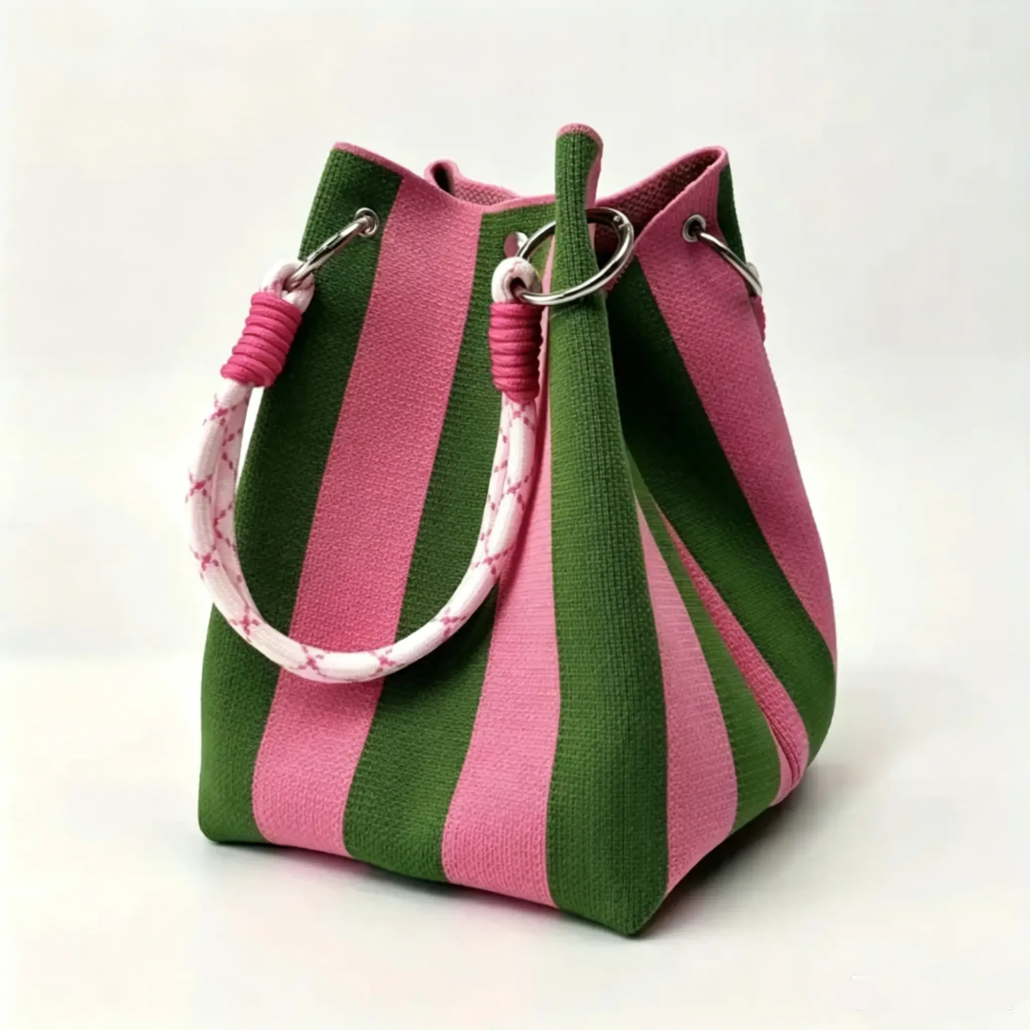 Boho Woven  Polyester Bucket Bag for Women, Handmade Knitted Crochet Shoulder Bag, handbags,Lightweight Summer Beach Vacation Bag, Stylish Bohemian Handbag for Travel, Daily Use and Holiday Outfit