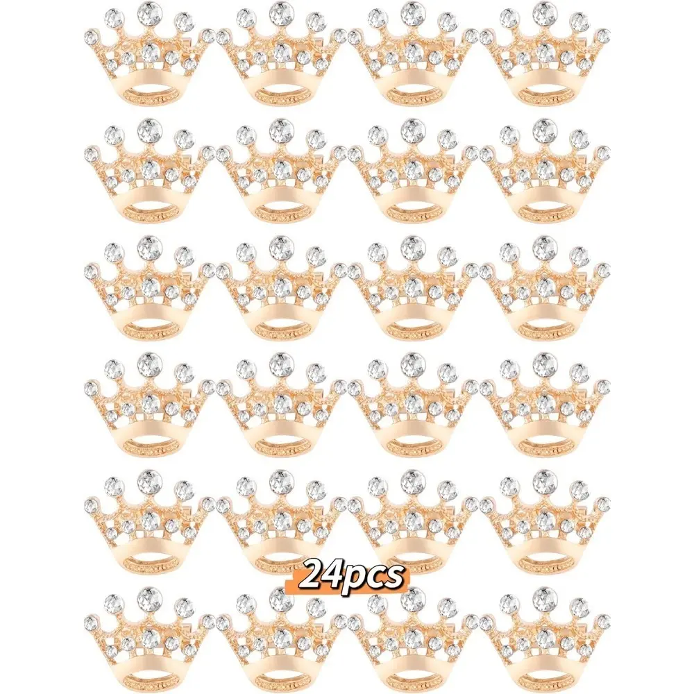 24pcs Vintage Rhinestone Crown Brooch Pins – Golden-Tone Small Crown Design with Clear Gemstones, Elegant Fashion Accessory for Women & Men, Perfect for Birthdays, Parties, Weddings, Anniversaries, Valentine's Day & Mother's Day Gifts, Party Attire Summer