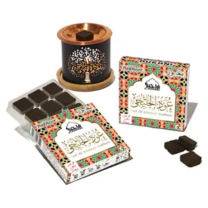Oud Al Khaleeji Bakhoor Set with Smokeless Tree of Life Burner, 2 Oud Bakhoor Boxes for Home Fragrance Incense