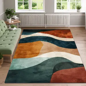 Velvet soft and comfortable patterned printed carpet, Geometric pattern rug, suitable for multiple scenarios, available in various sizes, soft and non-shedding.