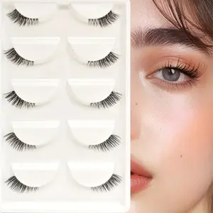 10 Pairs Soft Natural Cat-Eye Half Eyelashes - 0.05mm Ultra-Thin Fluffy Fox Style Lashes with 6-9mm & 10-12mm Lengths, Reusable Beginner-Friendly False Lashes for Everyday & Special Occasions, Cateye Effect Lashes, Crossstyle Lash Design, Wispy Lashes