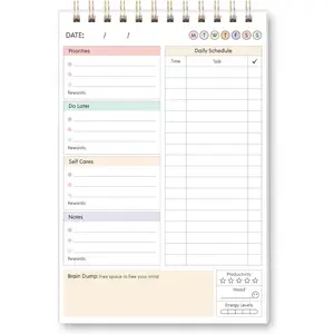 Daily Planner for Neurodivergent Adults,  Notepad with Brain Dump, Undated Productivity Daily Planner,  Journal to Stay Organized and Focused