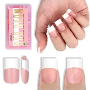 【LIVE】 NOVO OVO Short Sharp Square Nail Tips WideWhite French Tip Berry Pink+Short Sharp Square Pure Color Toe Nail Tips Pink+ French Tips Solution_UV Nail Glue Builder Gel Top