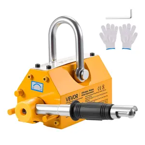 VEVOR Permanent Magnetic Lifter, 880 lbs Pulling Capacity, Heavy Duty N42 Neodymium Lifting Magnet with Release Handle and Steel Hook, Used in Shop Crane and Hoist, for Lifting Plate Steel, Board