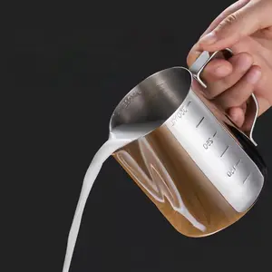 Stainless Steel Milk Froth Pitcher, 1 Count Coffee Froth Cup with Scale, Coffee Making Tool, Coffee Tools for Home Office Use, Kitchen Accessories