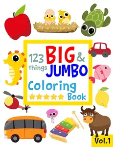 USED-123 things BIG & JUMBO Coloring Book: 123 Coloring Pages!!, Easy, LARGE, GIANT Simple Picture Coloring Books for Toddlers, Kids Ages 2-4, Early Learni by Sally, Salmon (Paperback)