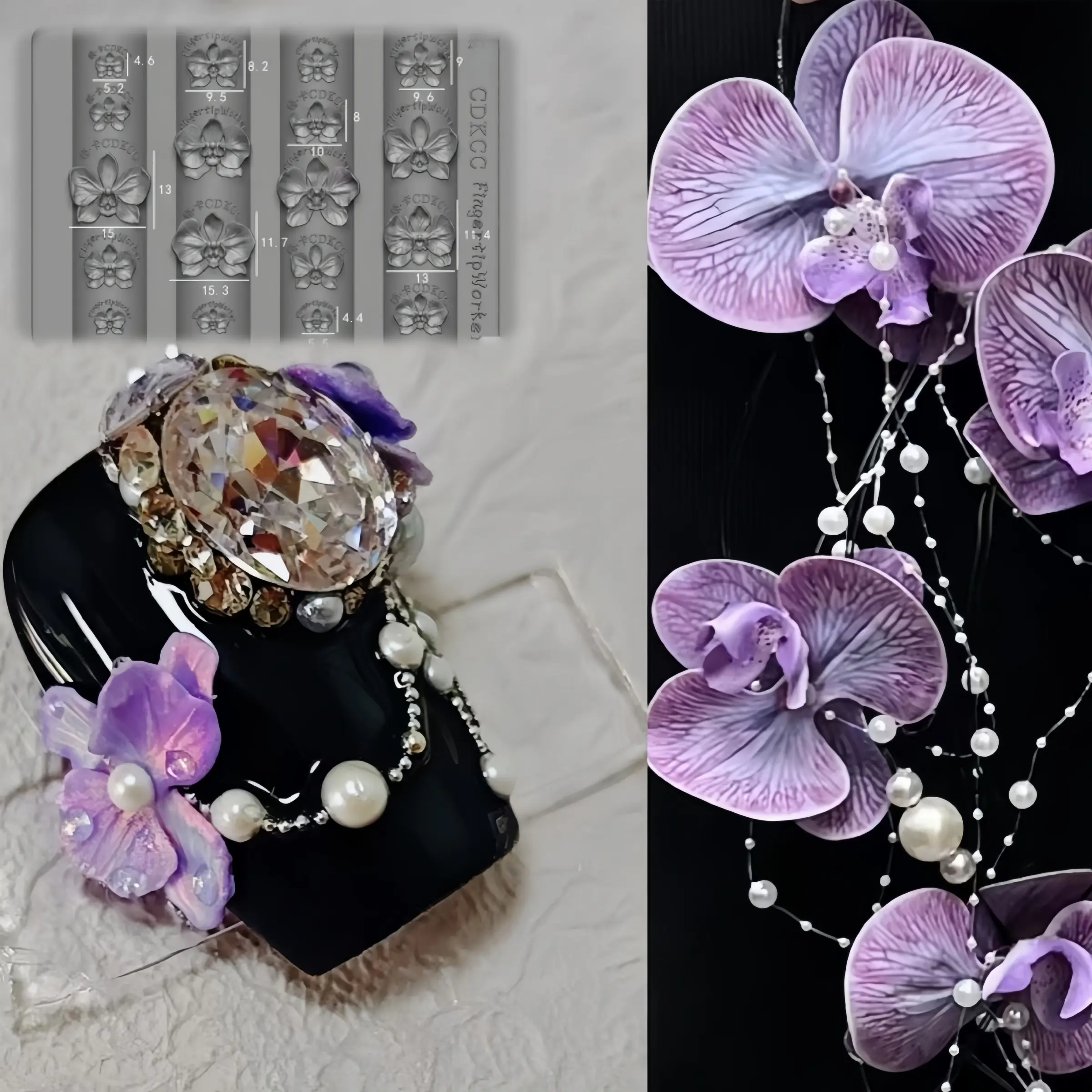 Transparent Silicone Nail Mold Butterfly Orchid Ice Flower Carving, Detailed Ocean Flower Design, 3D Flower Nails Art Decoration Tool, Nail Art Supplies