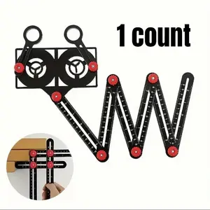 Multipurpose 6-fold Ruler, 1pc Precision Angle Measuring Tool, Linear Measuring Tool, Home Decoration Design Accessories, Universal Six-fold Ruler