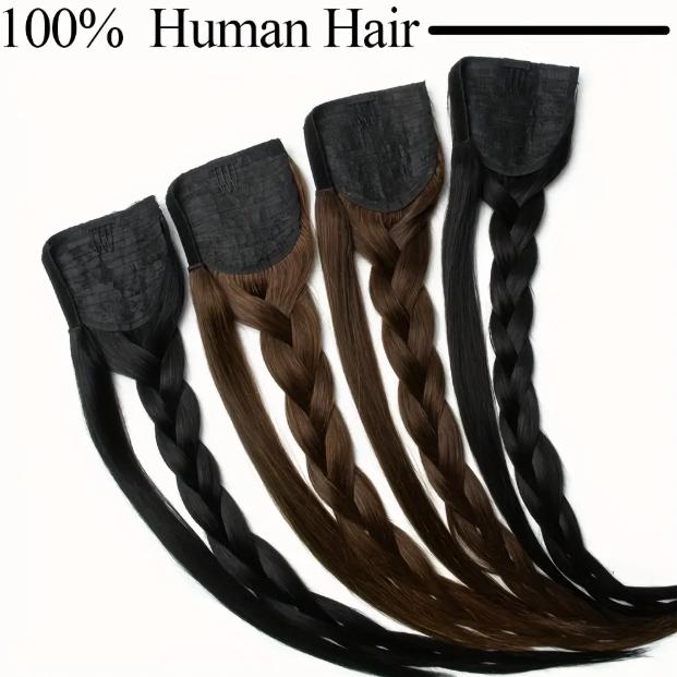 LuxeHair Straight Drawstring Ponytail Hairpiece, 100% Real Human Hair, Highlight Blonde, Clip-In Design, Natural Look, 10-28 Inch, Easy Wear & Adjustable, Versatile Styling for Women