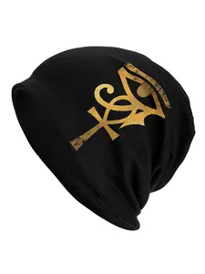 Ankh Eye of Horus Egyptian Beanie - Unisex Soft Hat with Horus Eye & Ankh Symbol for &, Egyptian-Themed Accessory for History/Culture Fans, Casual Wear & Themed Events, Beanies (Egyptology Gift)