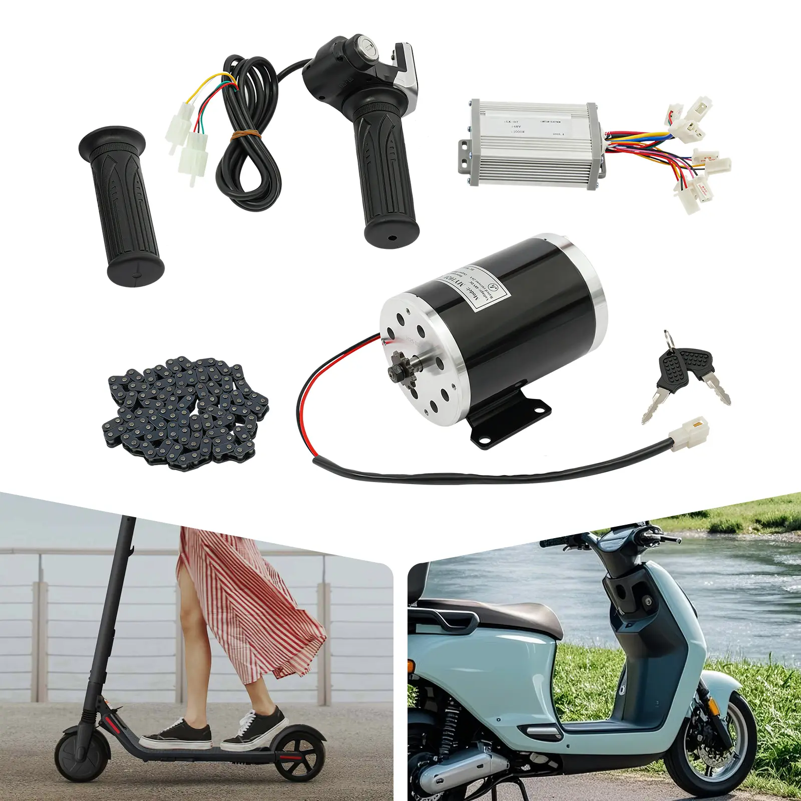 CNCEST 48V 1000W Brushed Motor Controller Conversion Kit for Electric Bicycle-ATV, with LED-Throttles, Infinite Speed Dial, Adjustable Speed, High RPM (3000rpm), 4.5N.M Torque, 264.55 lbs Load Capacity for Smooth Ride, Modern, 48V 1000W Boost, Ebike/Scoot