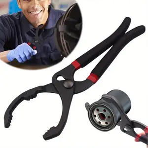 An Adjustable Oil Filter Wrench - 10/12 Inch Automotive Oil Filter Removal Tool with a Comfortable Grip, Designed for Vehicle Maintenance And Repair, Featuring a Clamp Design - Universal Fit.