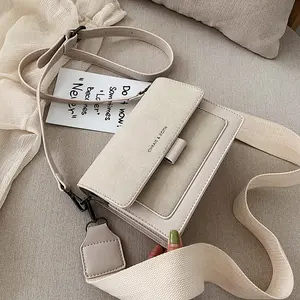 Everyday Comfort Beige Designer Women's Handbag - Stylish Synthetic Leather Handbag with Adjustable Strap, Compact Square Flap & Detachable Purse Charm, Vintage Handbag