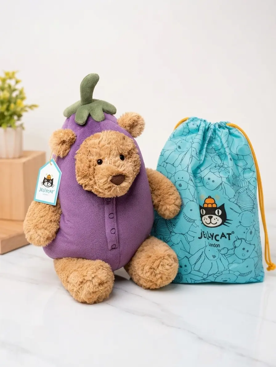 Official Jellycat Bartholomew Bear Aubergine Plush Toy | In Stock USA | Limited Stock + Free Gift Bag