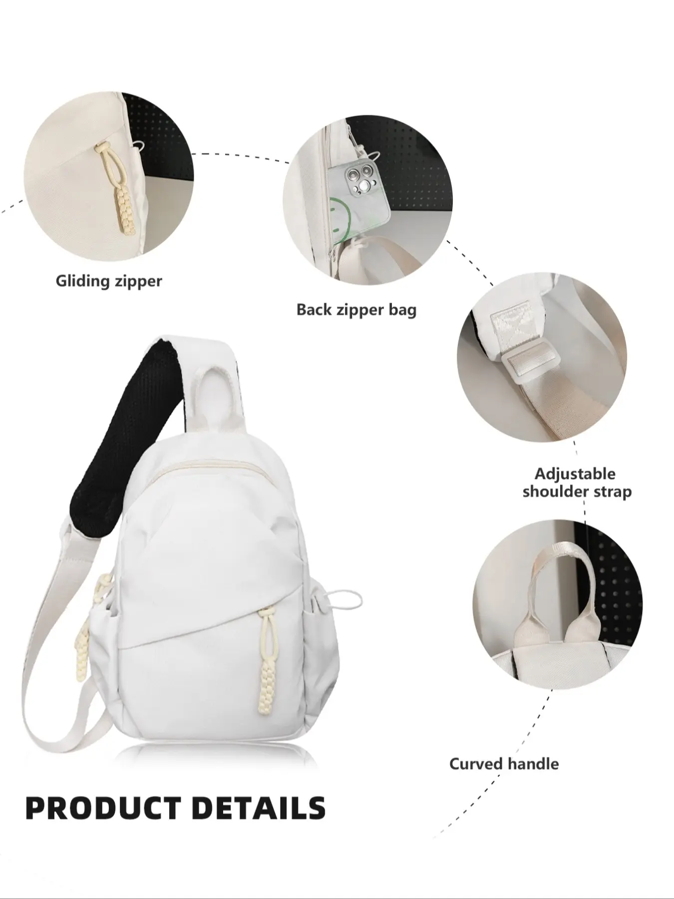 Small Black Sling Crossbody Backpack Shoulder Bag for Men Women, Lightweight One Strap Back Pack Sling Bag Backpack for Hiking Walking Biking Travel Cycling -Nylon