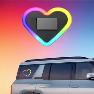 Car LED Ambient Lights, Solar-Powered Heart-Shaped Car Window Lights with Multiple Modes - Rechargeable Romantic Atmosphere Decor for Cars, Valentine‘s Day Gift for Couples, Women, Men（Colorful*1）