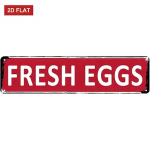 Rustic Farmhouse Kitchen Wall Decor Vintage Chicken Metal  Sign Farm Fresh Eggs Signs Outdoor Metal Farm Stand   4x16 Inch