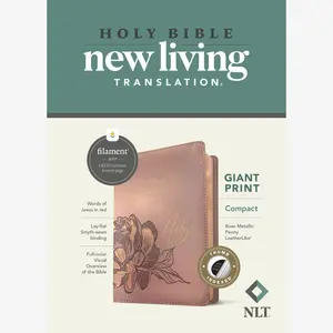 NLT Compact Giant Print Bible, Filament Enabled (LeatherLike, Rose Metallic Peony, Indexed, Red Letter)