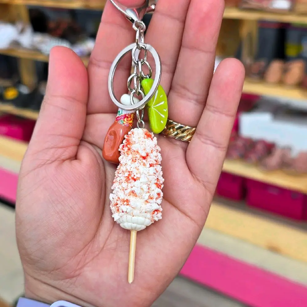 Mexican Elote Themed Keychain - Cute Decorative Accessory for Keys, Bags
