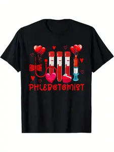 Phlebotomist Valentine'S Day Phlebotomist Tools Cute Hearts T-ShirtCouple Clothing 2025
