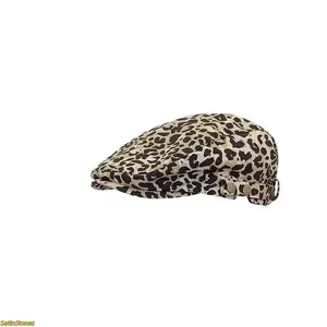 2026 Trending Style: American Retro "Hot Girl" Aesthetic Leopard Print Flat Cap—Women's Lightweight Summer Design, Niche Fashion Beret/Duckbill Cap