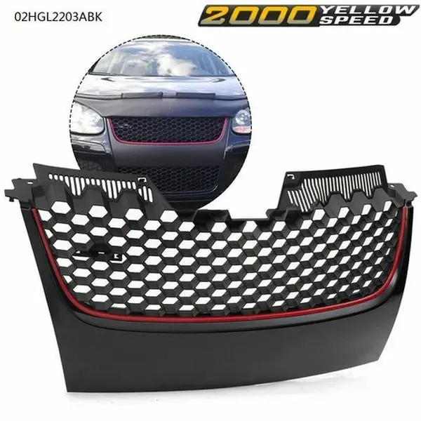 100% Brand New High Quality Material Honeycomb Front Bumper Upper Mesh Grille, Custom Fit for VW GTI, GLI, Jetta MK5 (2006-2009) with Better Durability