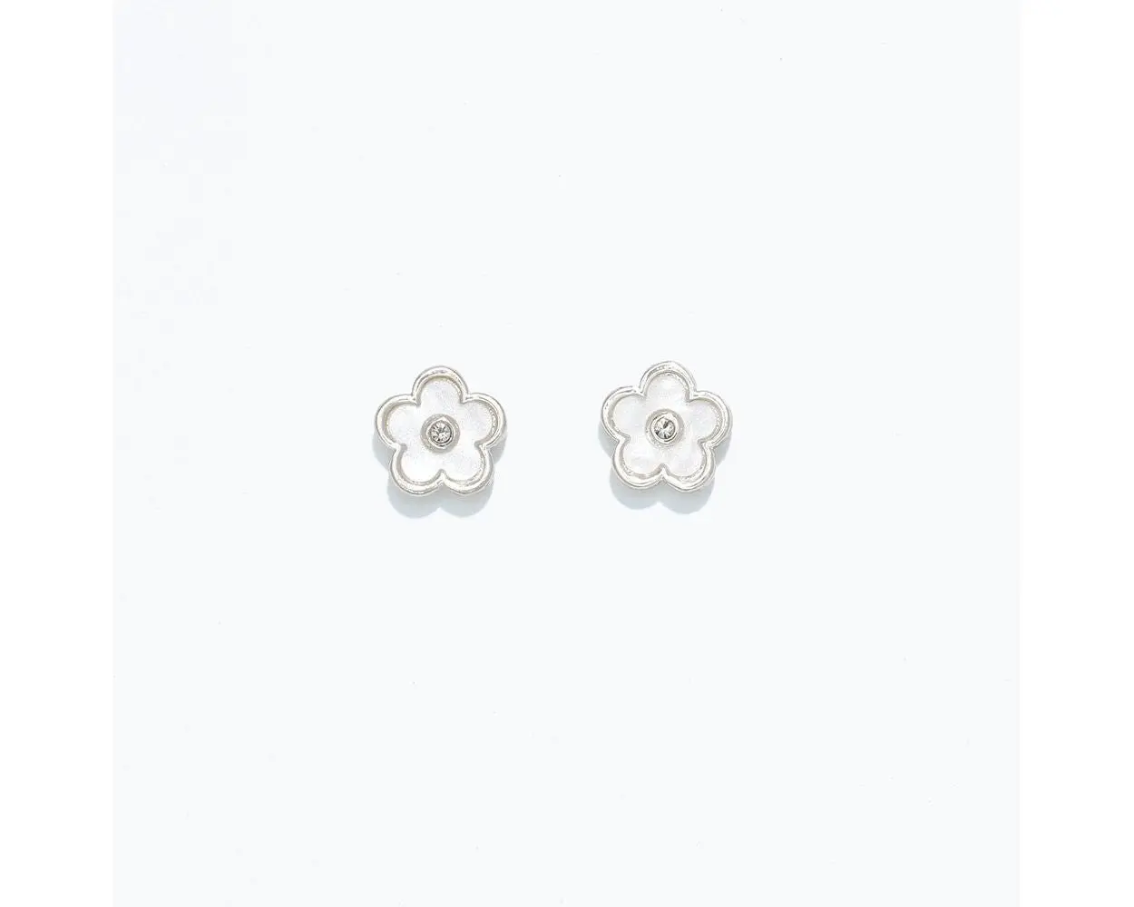 Cuties White Flower with Jewel Earrings