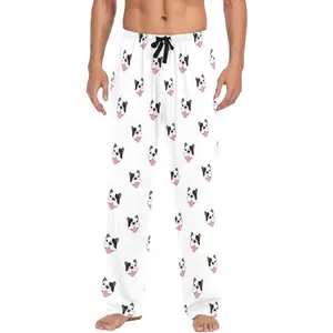 Men's Cotton Pajama Pants Soft Comfy Sleep & Lounge French Bulldog Pjs Bottoms with Pockets