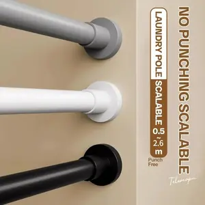 No-Drill Multi-Function Telescopic Rod 50-80cm Heavy-Duty Bathroom Shower Curtain Drying Door Wardrobe Cabinet Towel Rack Essential Household Item Dryer Pole