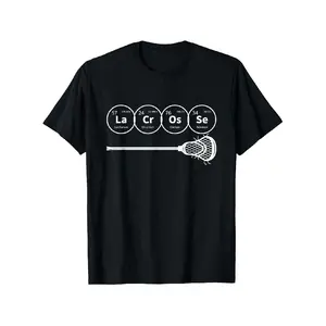 Men's 100% Cotton T-Shirt with Lacrosse & Periodic Table Design - Casual Crew Neck Tee, Perfect for Outdoor Activities & Casual Attire, Sizes S-XXXL