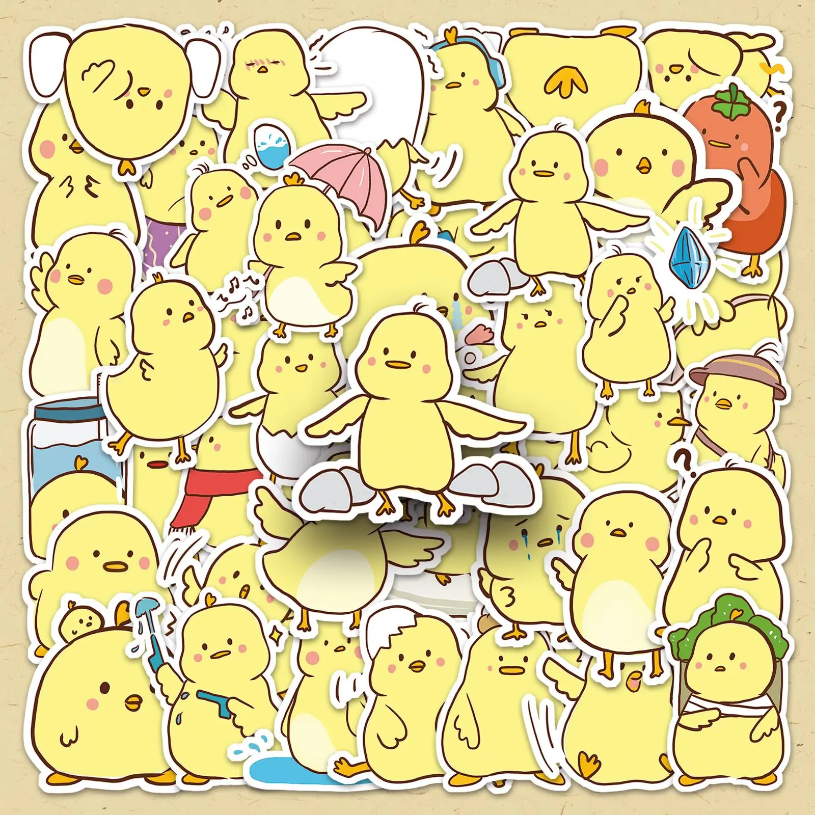 Cartoon Chicken Pattern Sticker, 100pcs/set Cute Repeat Chicken Sticker, DIY Decorative Sticker for Phone Case, Computer, Guitar, Bag, Water Cup, Scrapbook