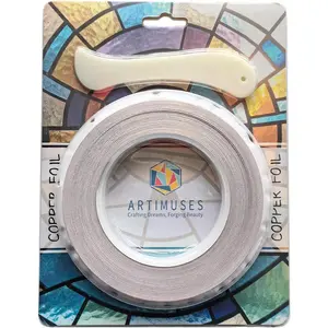 7/32 Inch Silver Backed Copper Foil Tape for Stained Glass, 36 Yards (2Rolls)